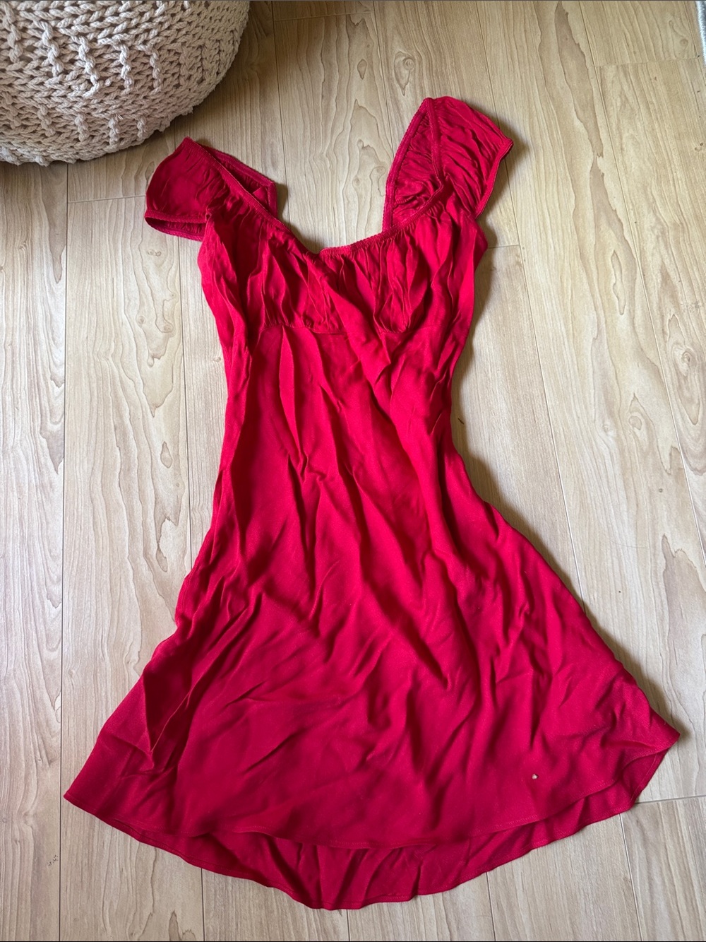 Reformation Scarlet Red Off-Shoulder Dress